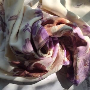 Loro Piana Purple and Cream Artistic Scarf